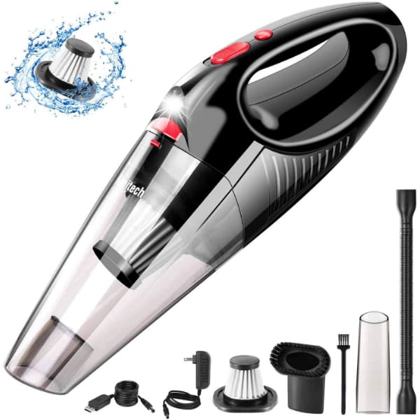 Handheld Vacuum, Cordless Handle Vacuum Cleaner with USB Charging Cable, 100V 240V Charge Adapter, Waterwashable Steel Filter, 120W 7000pa Powerful Wireless Vacuum with LED Light for Car & Home