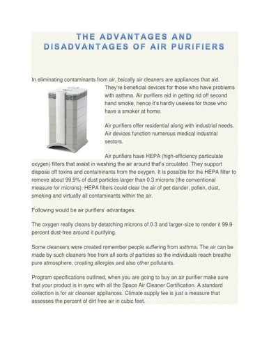 Advantages And Disadvantages Of Hepa Filters