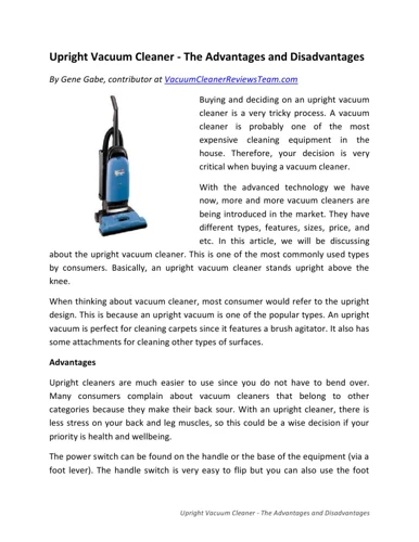 Advantages Of Using An Upright Vacuum Cleaner